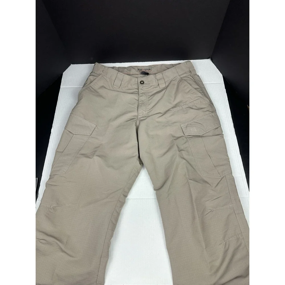5.11 Tactical Fast-Tac Cargo Pants Mens 36x30 Beige Ripstop Work Trousers 74439